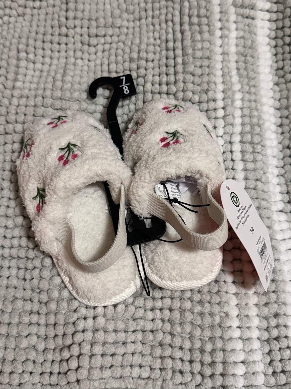 Wonder Nation Clog Slippers for Girls – White with Pink Flowers